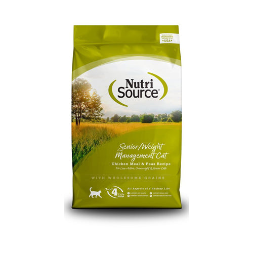 NutriSource Senior Weight Management Dry Cat Food Chicken Meal & Peas 16lb