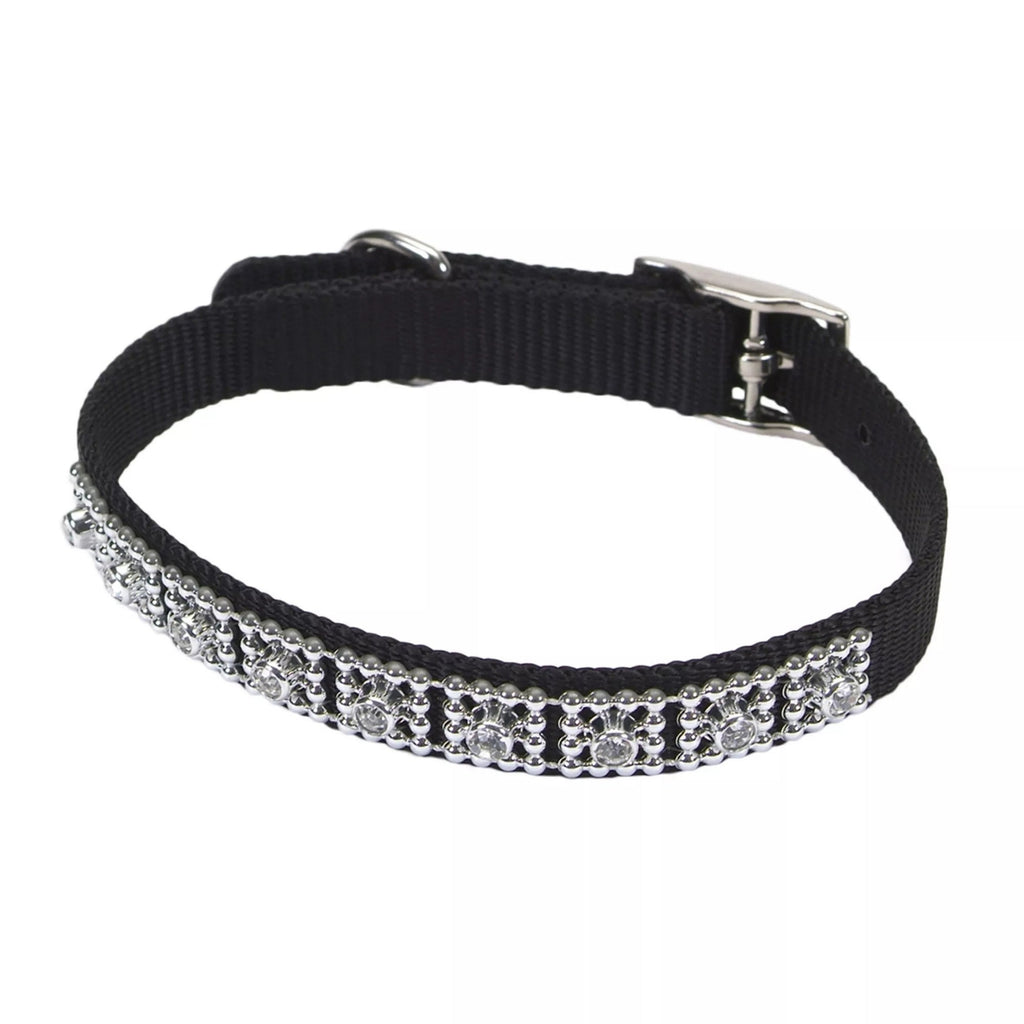 Coastal Nylon Jeweled Collar Black 3/8X10In