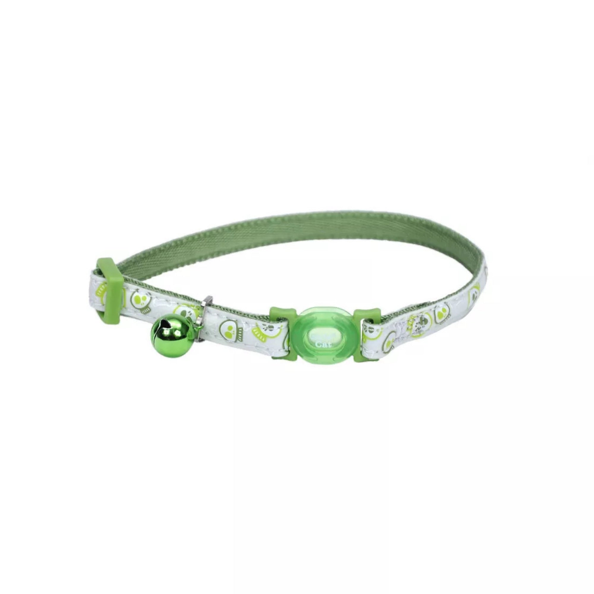 Safe Cat Glow in the Dark Adjustable Breakaway Collar Glowing Lime Skulls 3/8" X 8"-12"