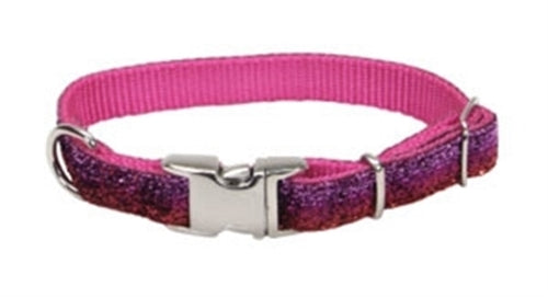 Coastal Sparkles Adjustable Dog Collar with Metal Buckle Pink 1x26
