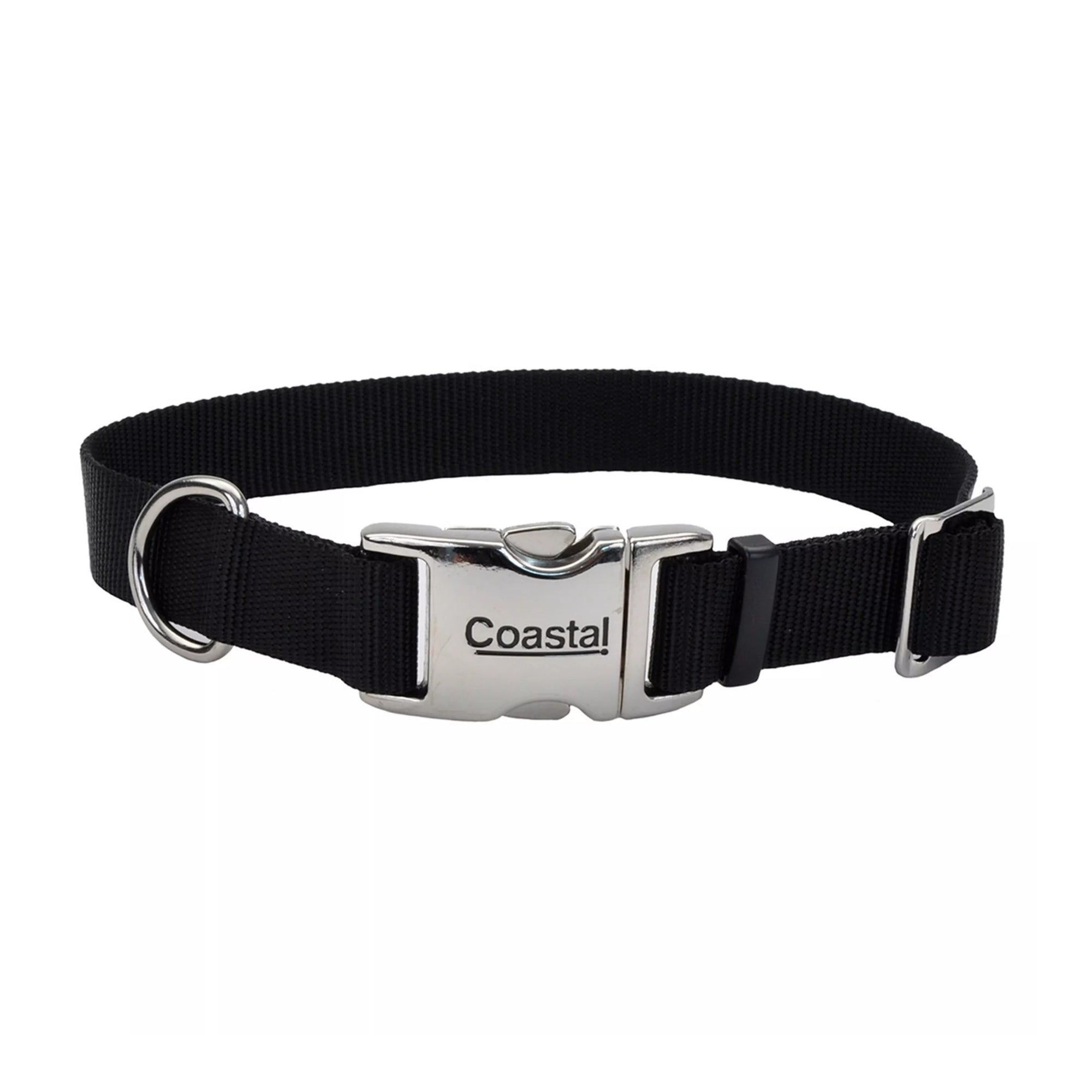 Coastal Adjustable Nylon Collar With Coastal Titan Metal Buckle Black 5/8X14In