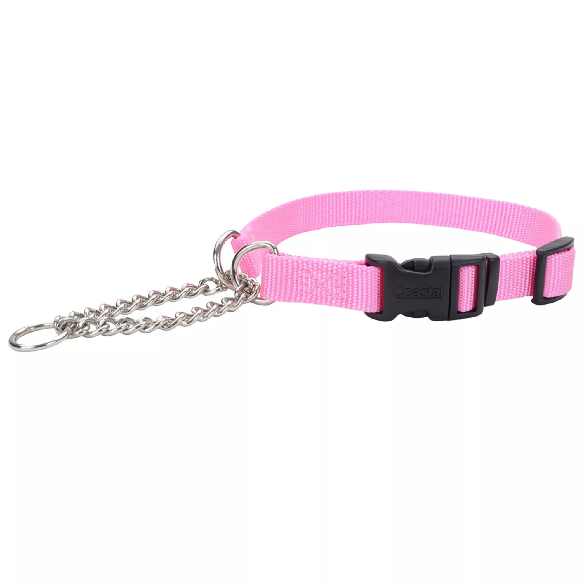 Coastal Adjustable Check Training Collar with Buckle for Dogs Pink Bright Small 3/8" X 11"-15"