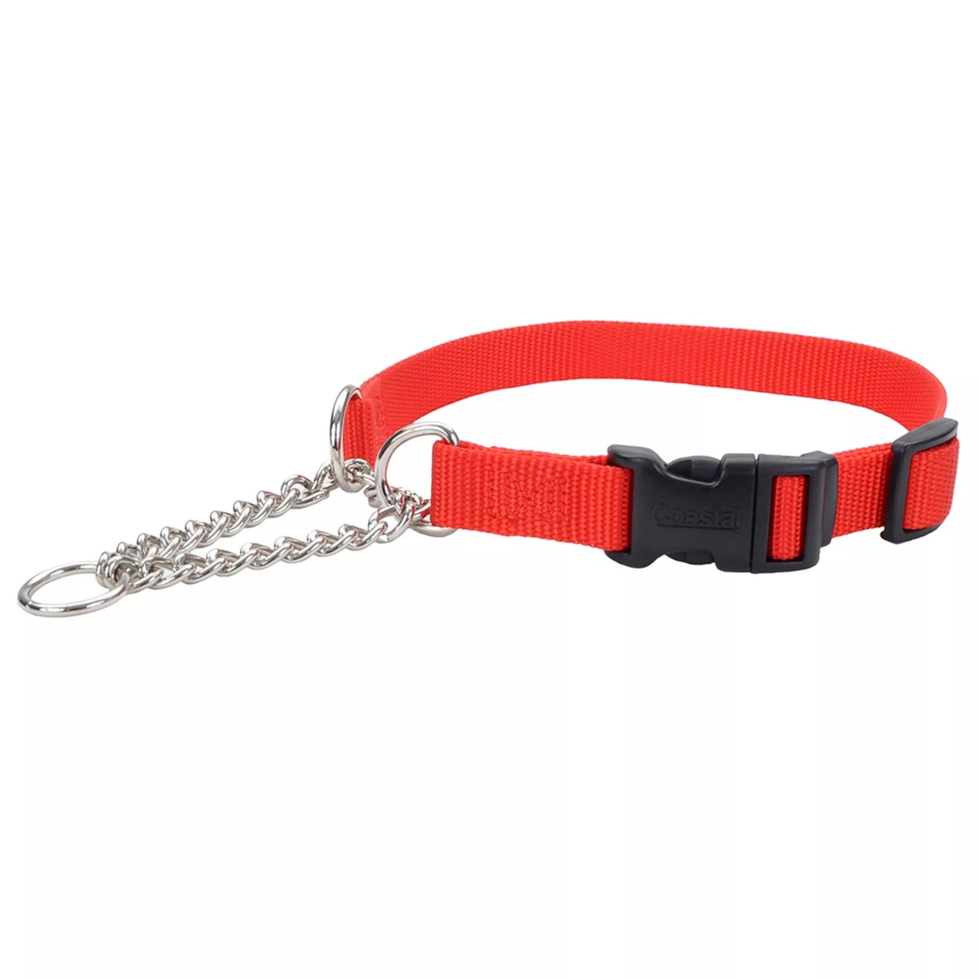 Coastal Adjustable Check Training Collar with Buckle for Dogs Red Medium 5/8" X 14"-18"