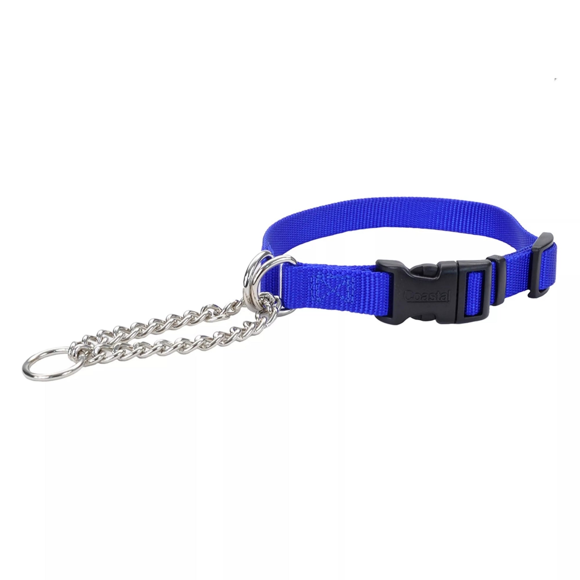 Coastal Adjustable Check Training Collar with Buckle for Dogs Blue Large 3/4" X 18"-22"