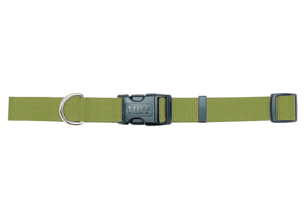 Coastal Adjustable Nylon Dog Collar with Plastic Buckle Palm Green 5/8X14in