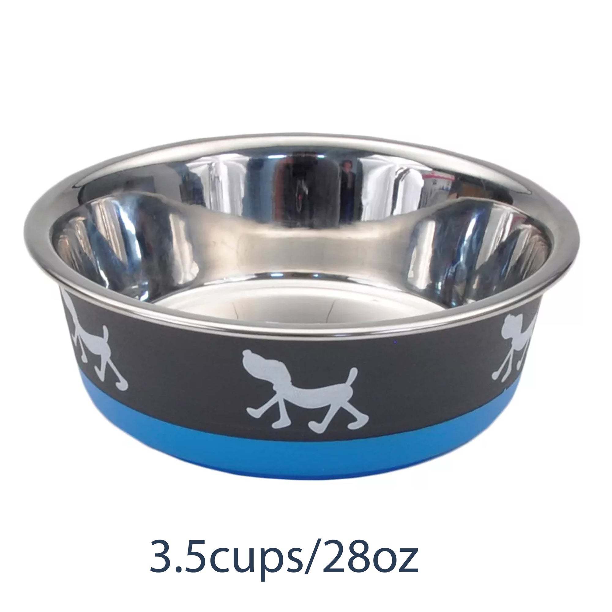 Coastal Pet Maslow Design Series Non-Skid Pup Design Dog Bowls Blue and Grey 3.5 cups
