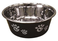 Spot Barcelona Stainless Steel Paw Print Dog Bowl Licorice, 1ea/32 oz