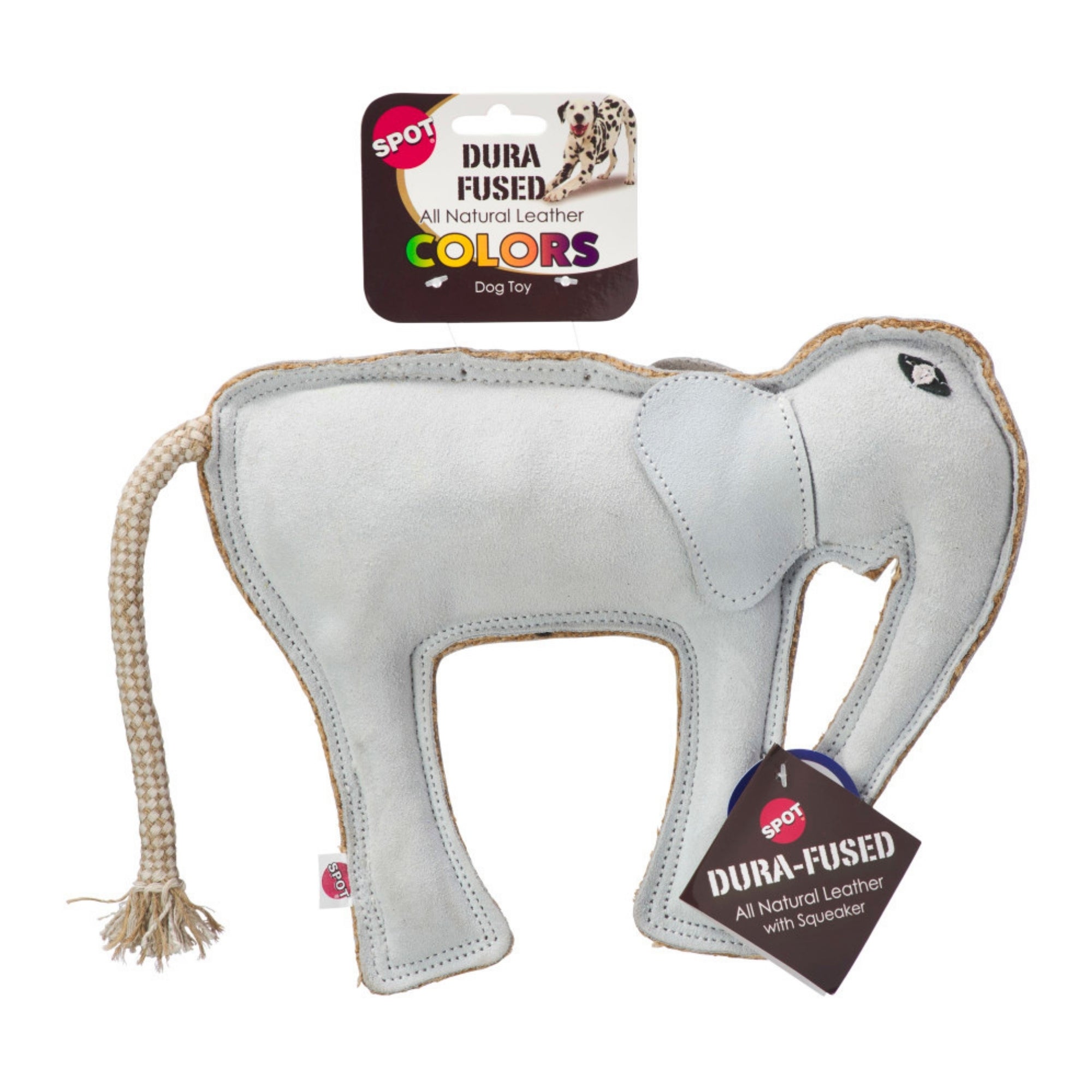 Spot Dura-fuse Leather Jungle Dog Toy Assorted, 1ea/11 in
