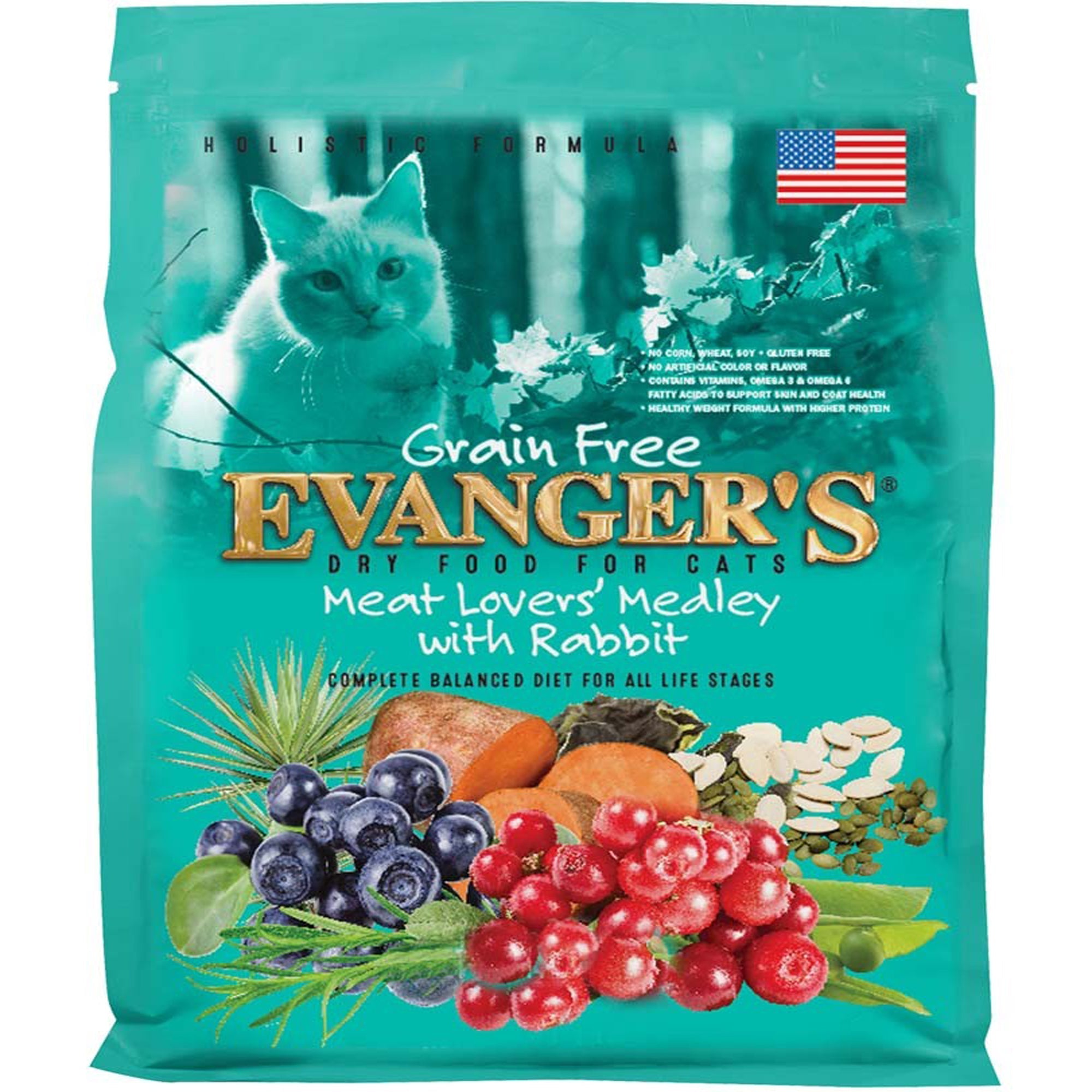 Evanger's Grain-Free Dry Cat & Kitten Food Meat Lover's Medley with Rabbit 4.4lb