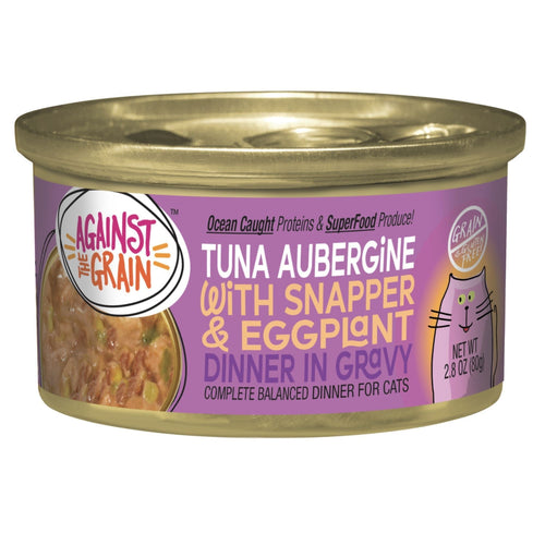 Against the Grain Tuna Aubergine With Snapper & Eggplant Dinner Wet Cat Food 2.8oz. (Case of 24)