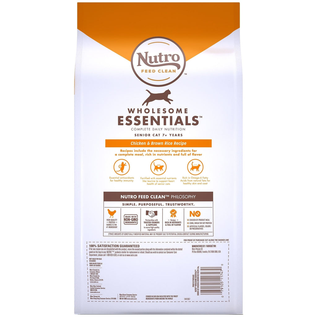 Nutro Products Wholesome Essentials Healthy Weight Indoor Senior Dry Cat Food Chicken & Brown Rice 1ea/3 lb