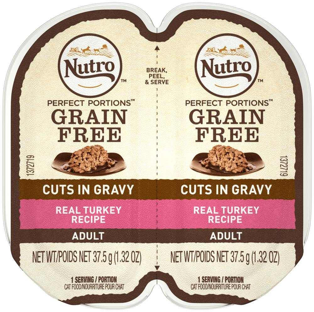 Nutro Products Perfect Portions Grain Free Cuts in Gravy Adult Wet Cat Food Turkey 24ea/2.6 oz, 24 pk
