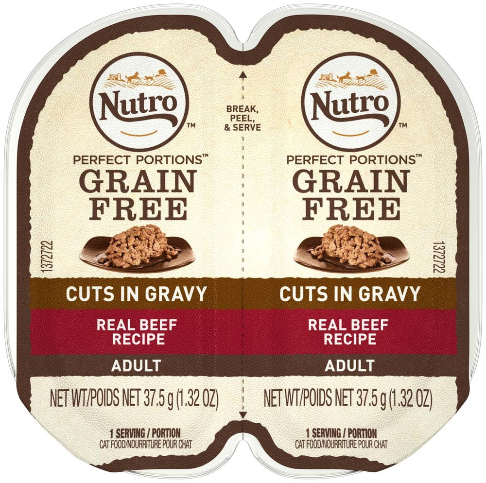 Nutro Products Perfect Portions Grain Free Cuts in Gravy Adult Wet Cat Food Beef 24ea/2.6 oz, 24 pk