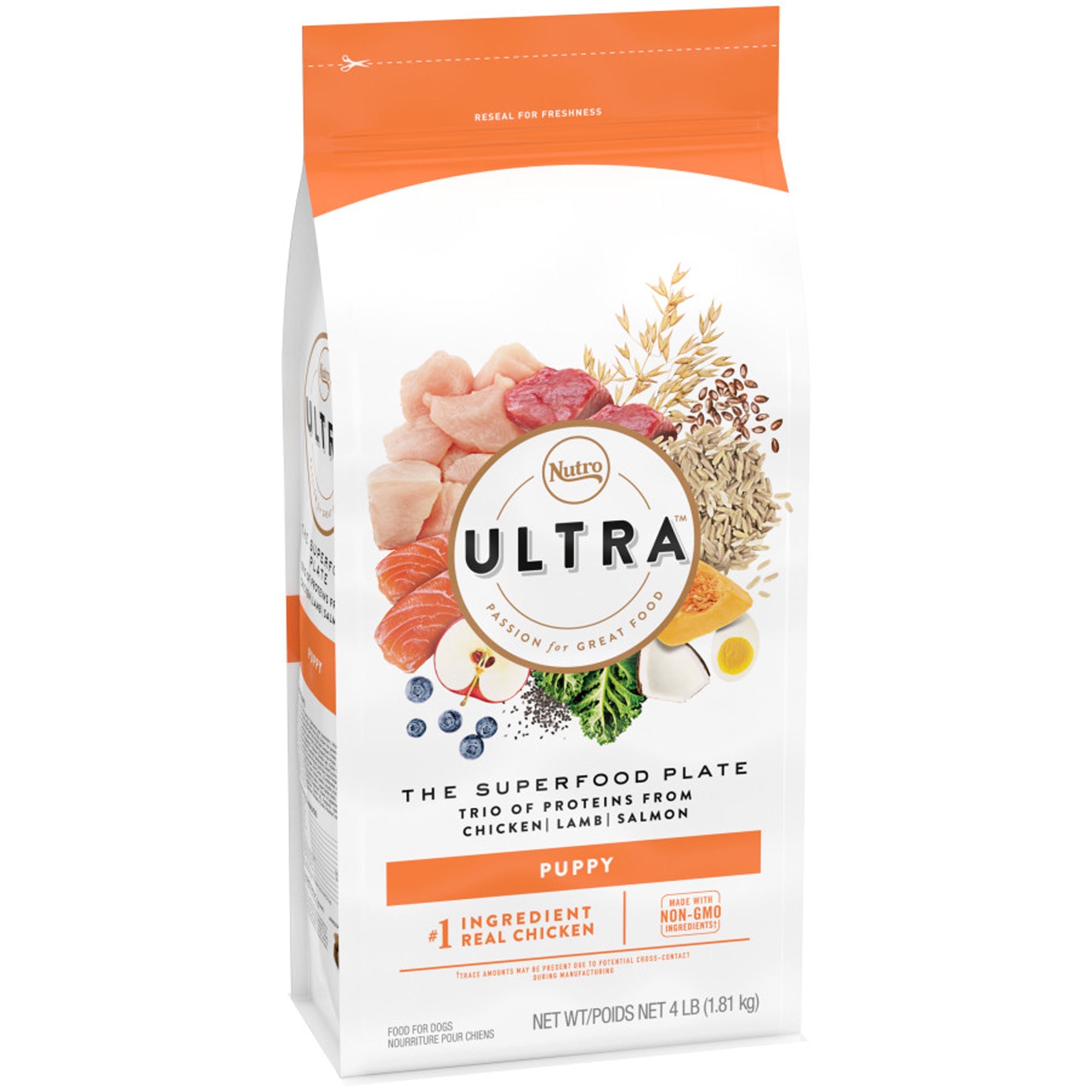 Nutro Products Ultra High Protein Puppy Dry Dog Food Chicken, Lamb & Salmon 4lb