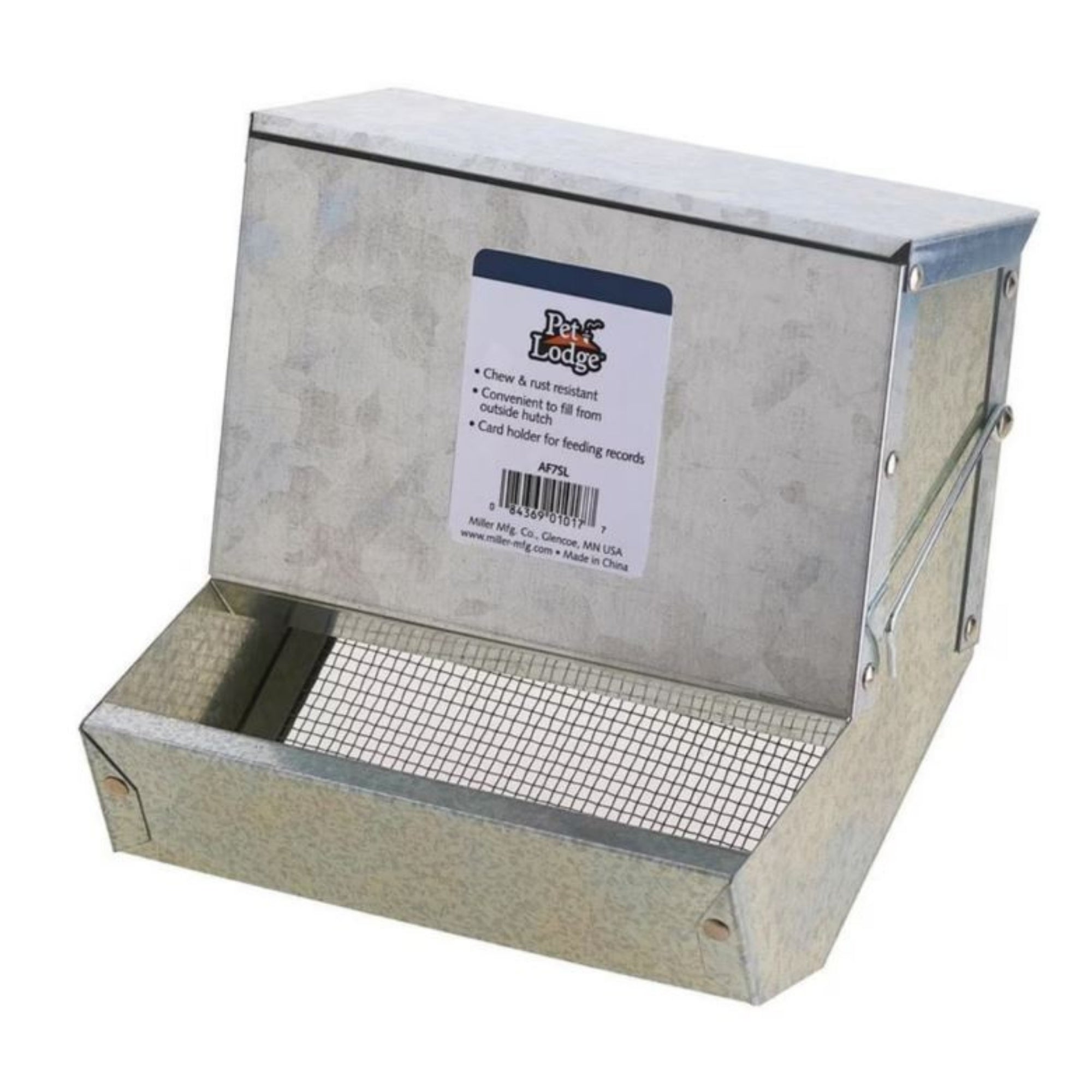 Pet Lodge Galvanized Feeder with Sifter Bottom & Lid 7 in.