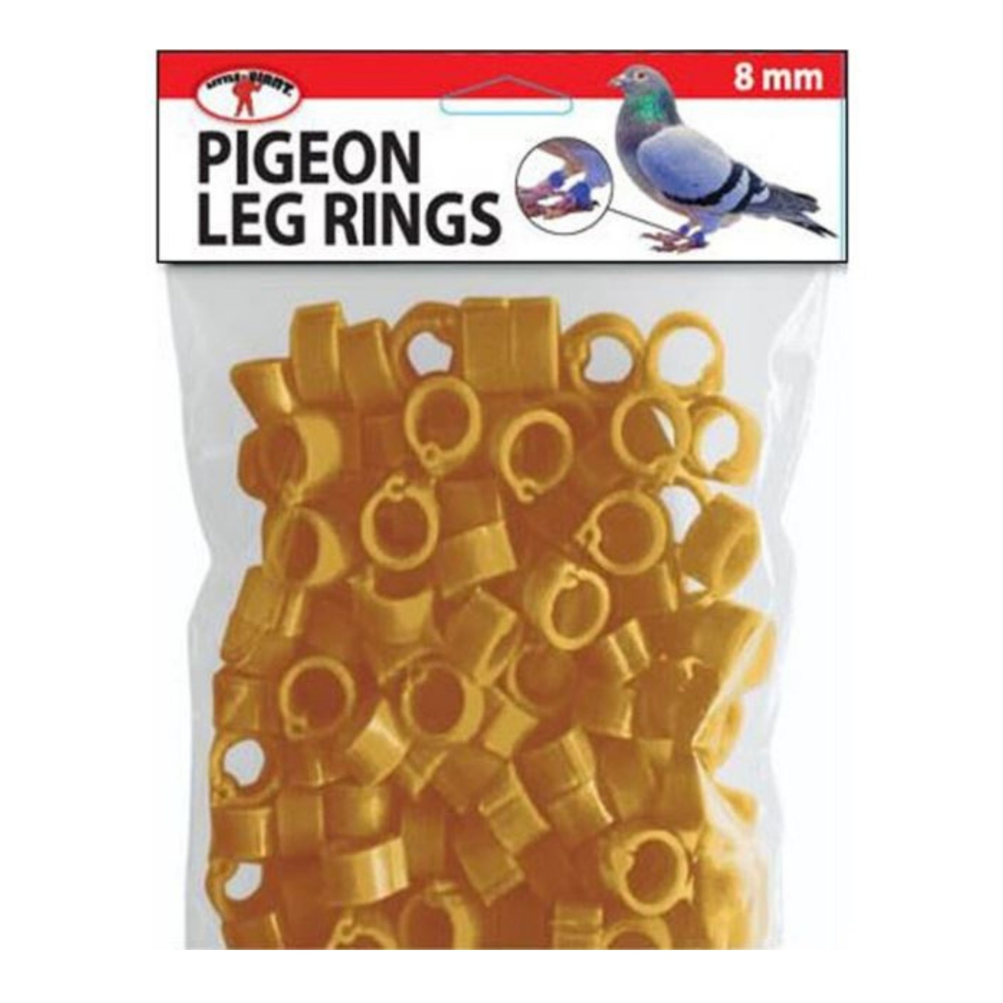 Little Giant Plastic Pigeon Leg Rings 100Pk Yellow 8mm