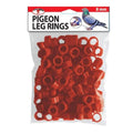 Little Giant Plastic Pigeon Leg Rings 100Pk Red 8mm