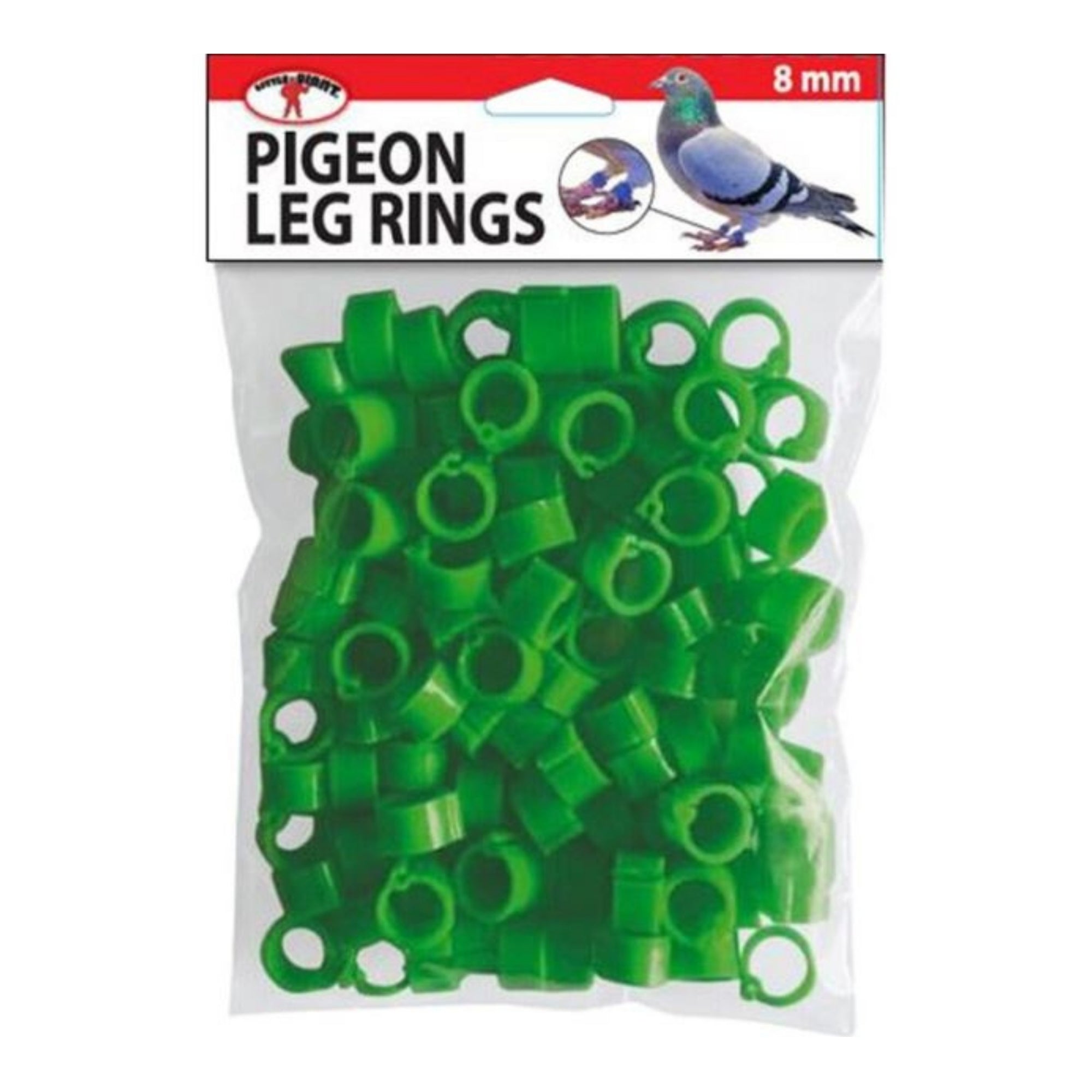 Little Giant Plastic Pigeon Leg Rings 100Pk Green 8mm