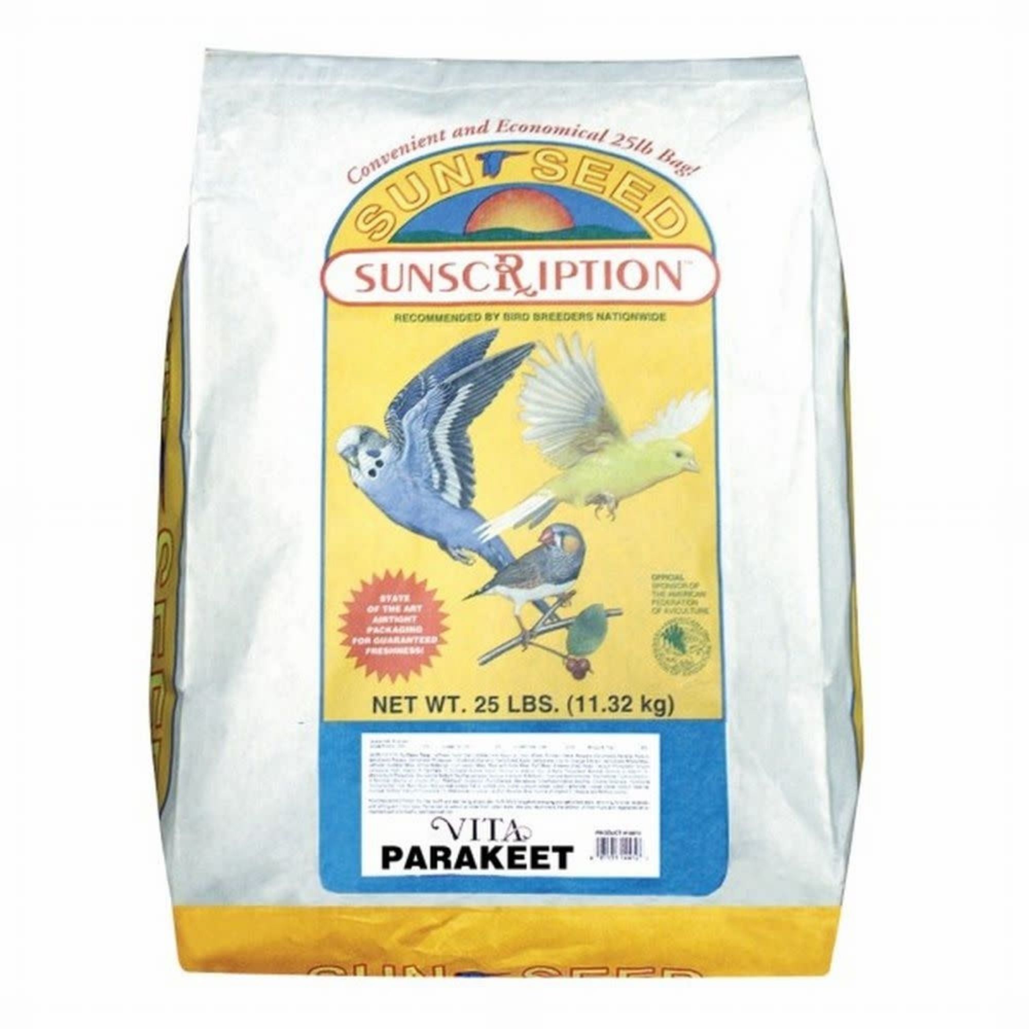 Sun Seed Vita Sunscription Parakeet Diet Bird Food 1ea/25 lb