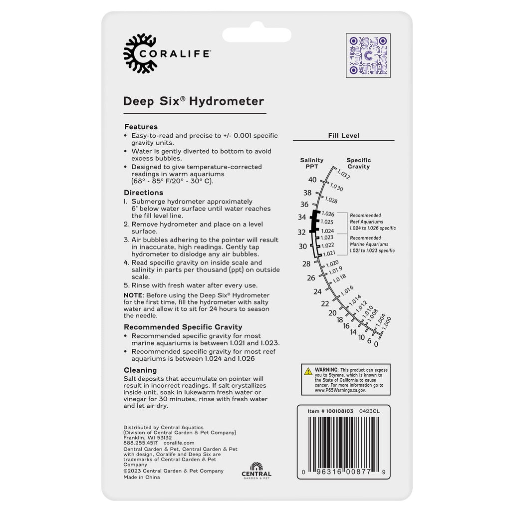 Coralife Deep Six Hydrometer 1ea