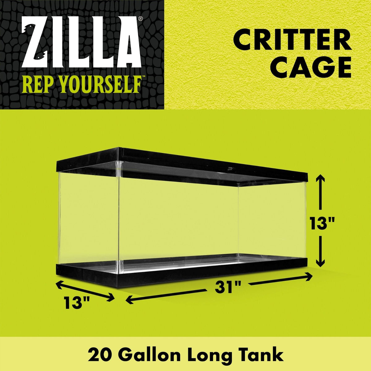 Zilla Critter Cage Reptile Terrarium 1ea/20 gal, Long