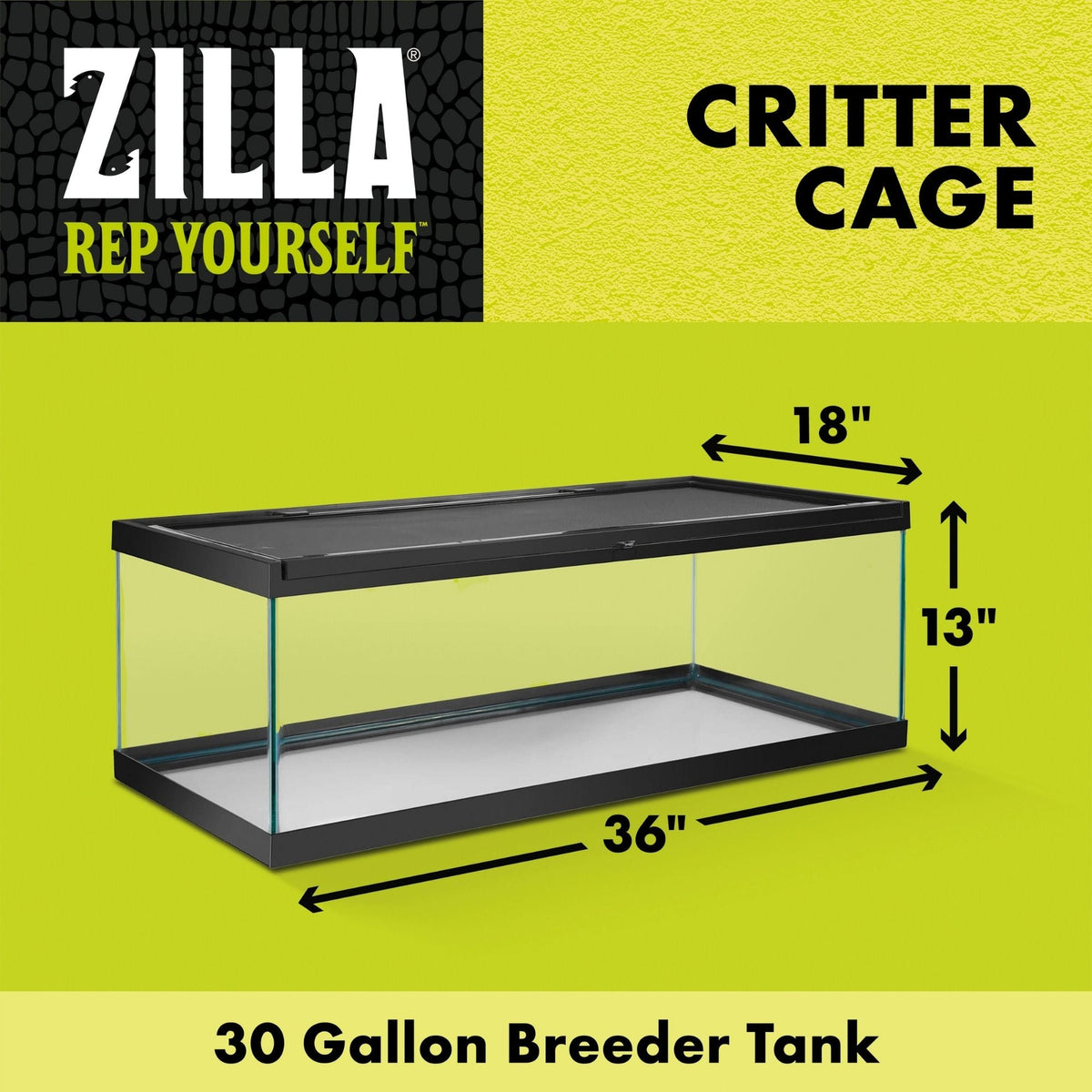 Zilla Critter Cage Reptile Terrarium 1ea/30 gal, Breeder