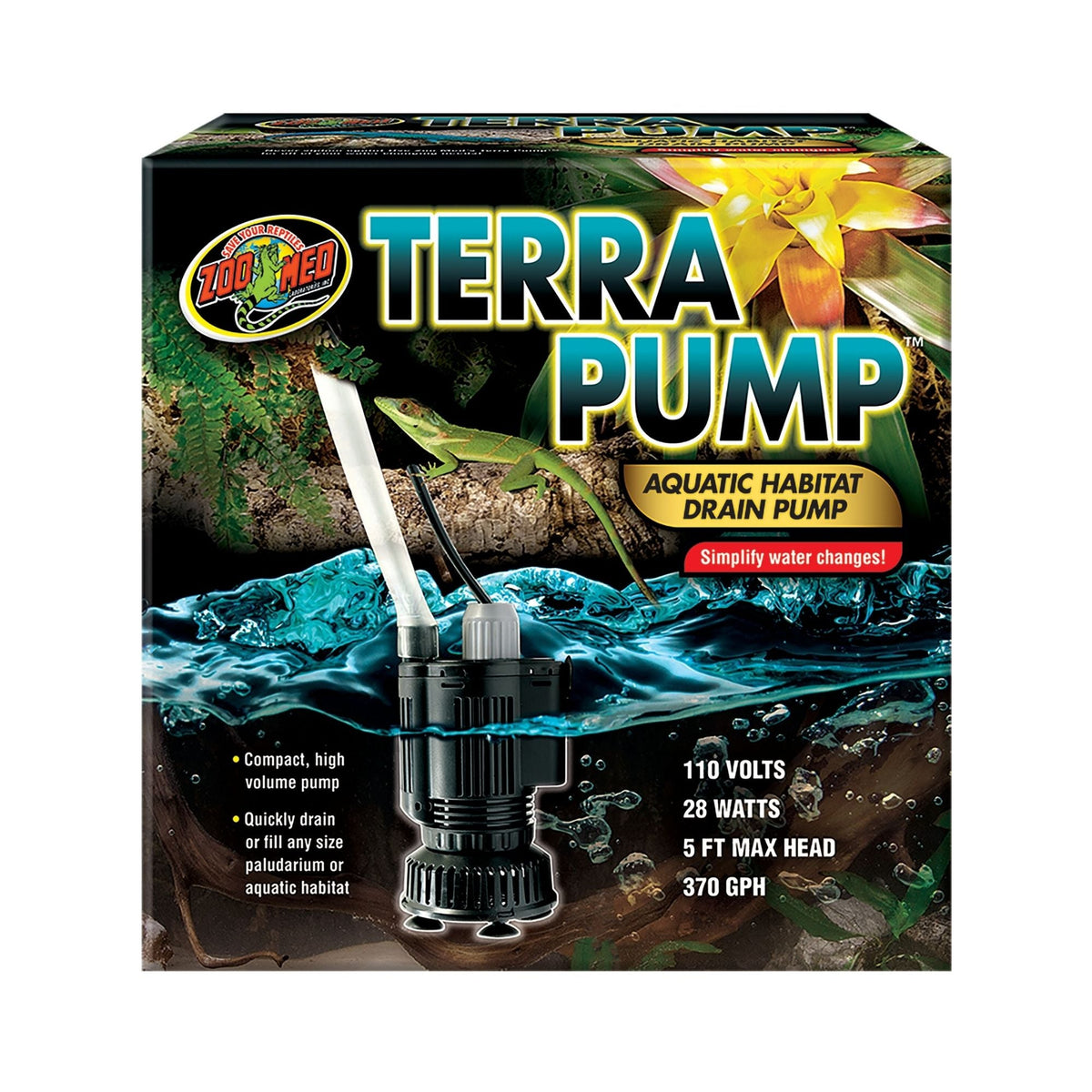 Zoo Med Terra Pump Aquatic Habitat Drain Pump 1ea/370 GPH