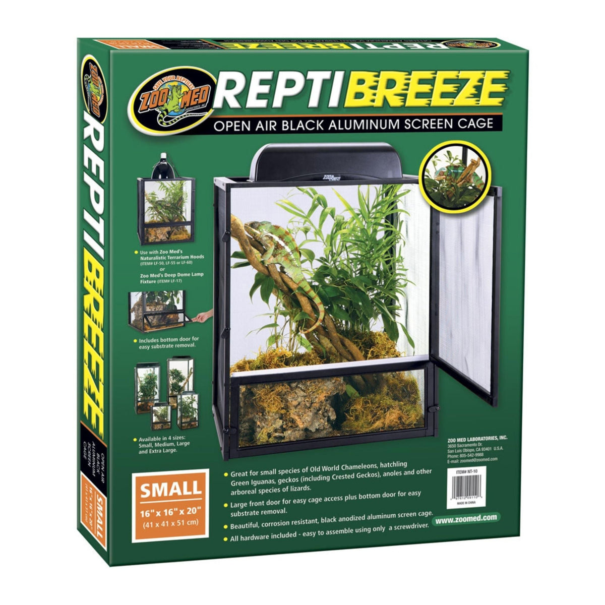 Zoo Med ReptiBreeze Open Air Aluminum Screen Cage Black 1ea/SM