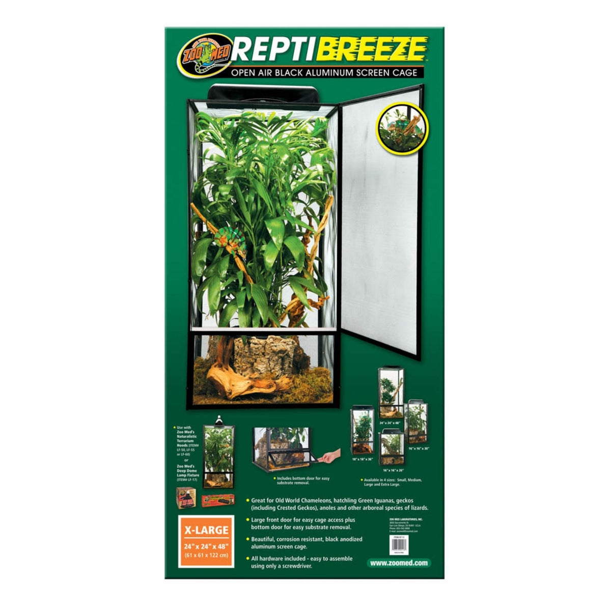 Zoo Med ReptiBreeze Open Air Aluminum Screen Cage Black 1ea/XL