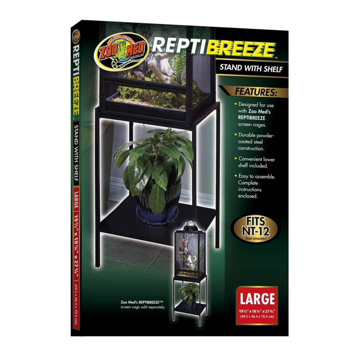 Zoo Med ReptiBreeze Stand w/Shelf Black 1ea/LG
