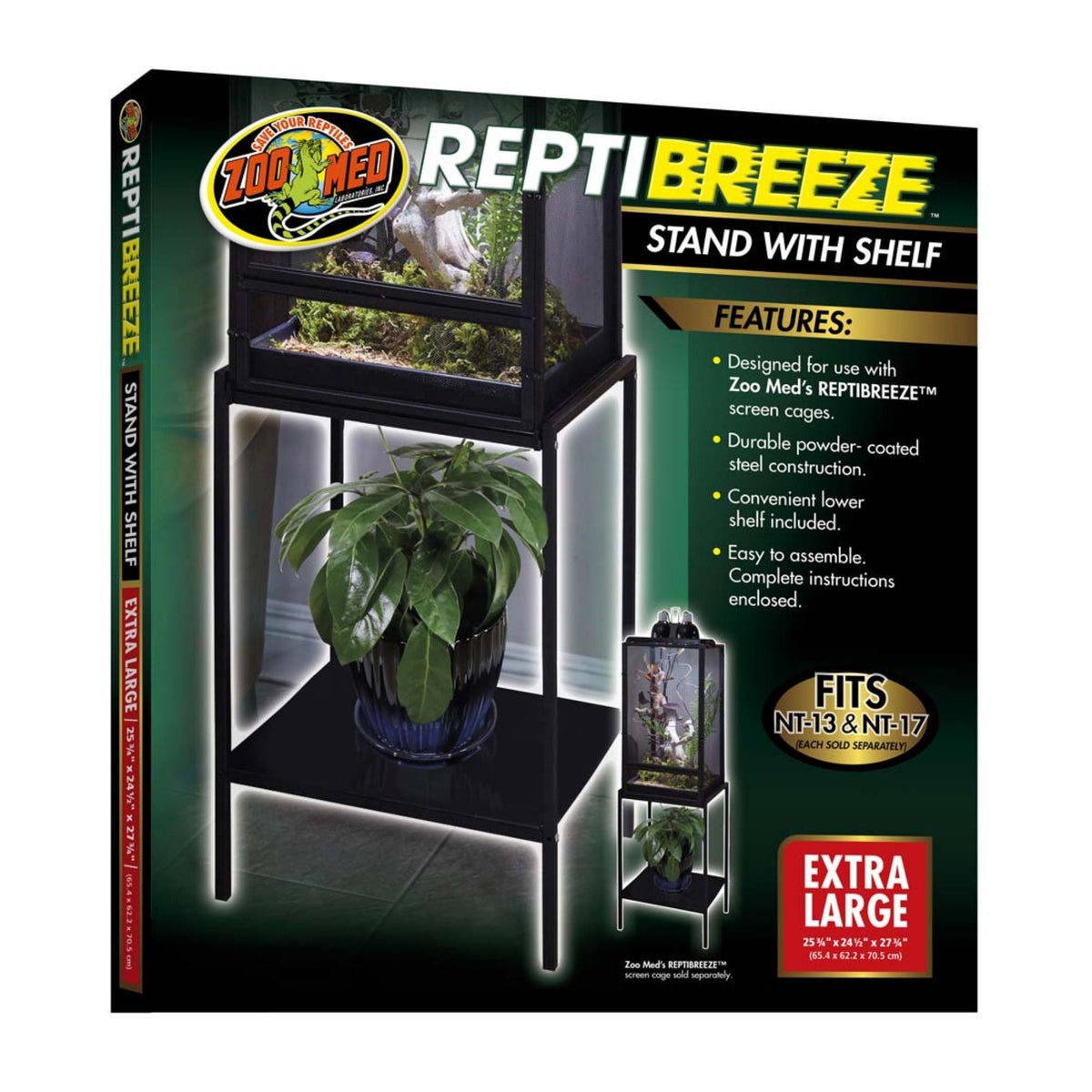 Zoo Med ReptiBreeze Stand w/Shelf Black 1ea/XL