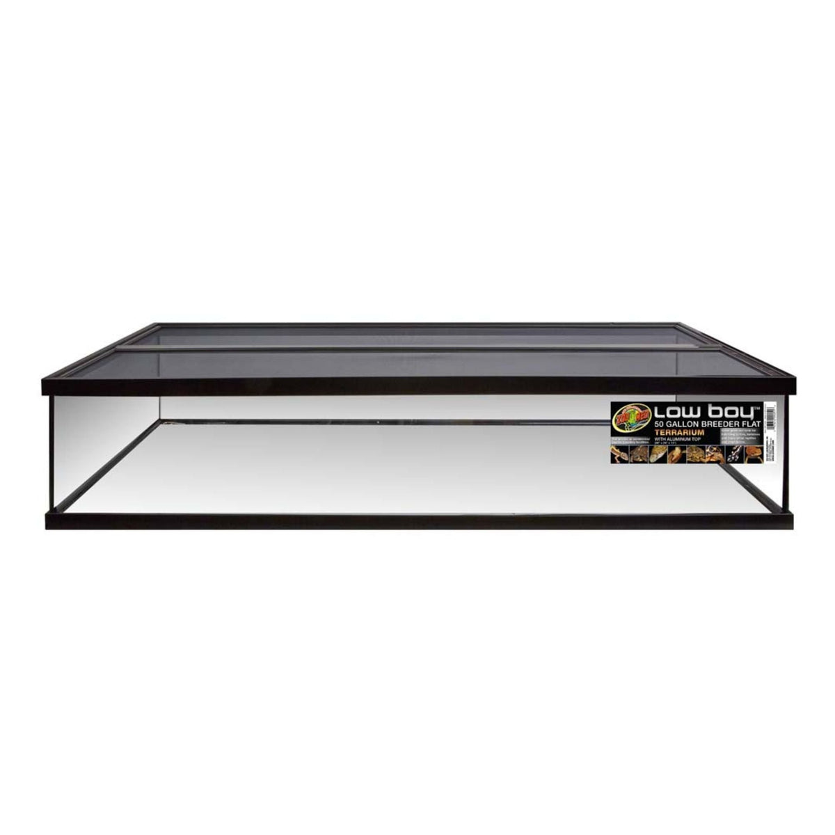 Zoo Med Low Boy Breeder Flat Terrarium with Aluminum Screen Top Black, Clear 1ea/48 In X 24 in, 50 gal