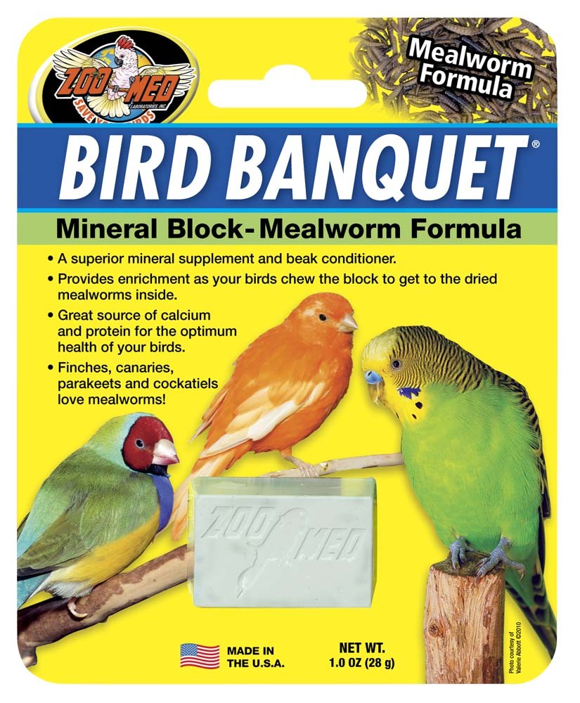 Zoo Med Bird Banquet Mealworm Formula Mineral Block Green, 1ea/1 oz, SM