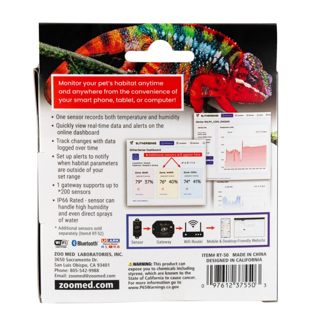 Zoo Med Slither Sense Remote Temperature & Humidity Monitoring System 1ea