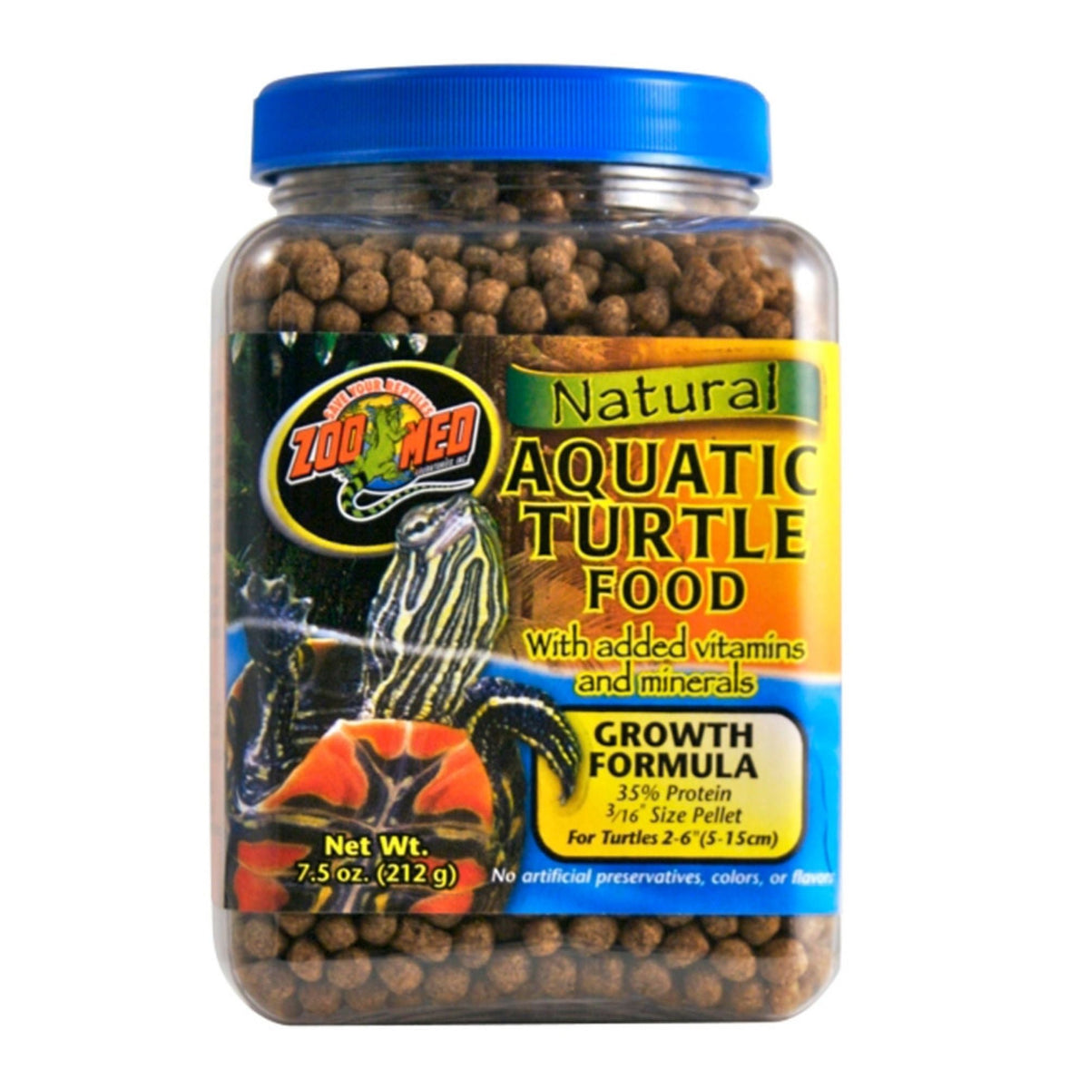 Zoo Med Natural Aquatic Turtle Food Growth Formula Dry Food 1ea/7.5oz.