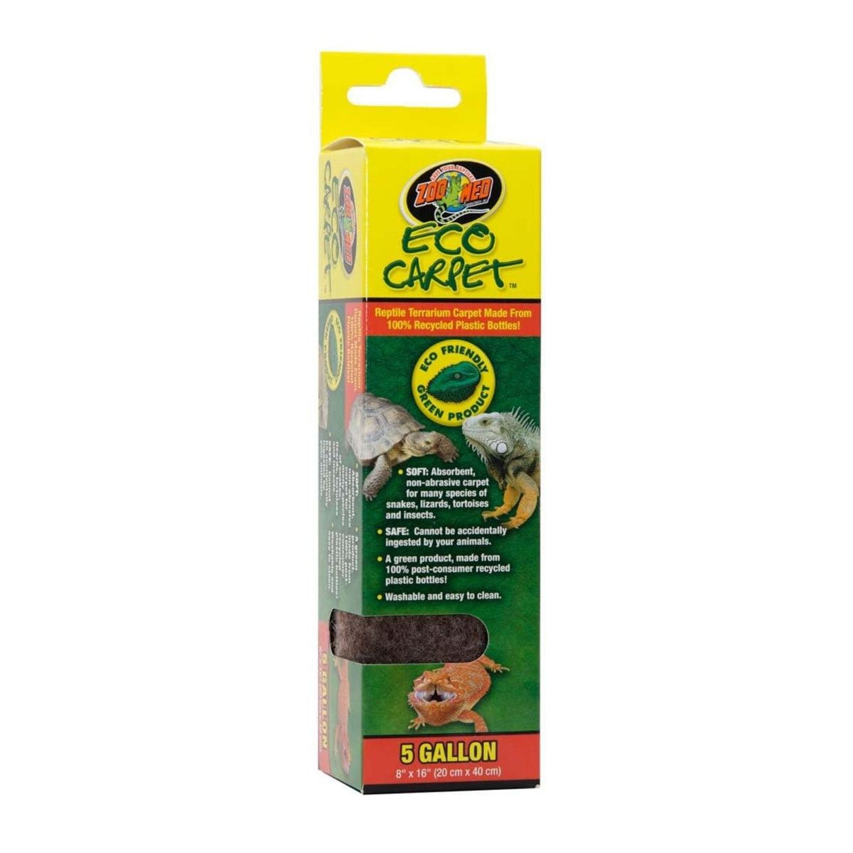 Zoo Med Eco Carpet Reptile Terrarium Carpet Green 1ea/5 gal, 8in. X 16in.