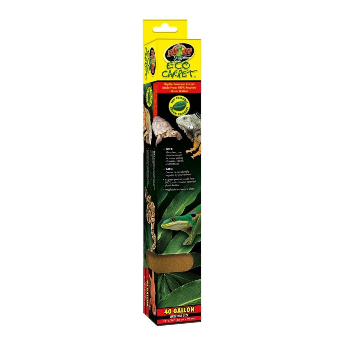 Zoo Med Eco Carpet Reptile Terrarium Carpet Tan 1ea/40 gal, Breeder Size, 18in. X 36in.