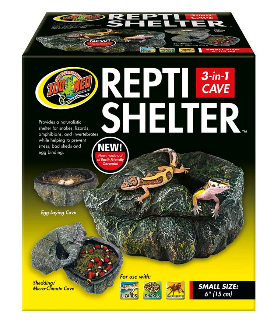 Zoo Med Repti Shelter 3in1 Cave Terrarium Hideaway Black, 1ea/6 in, SM
