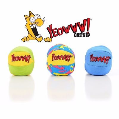 Yeowww My Cats Ball Catnip Toy MultiColor, 2 in, 3 pk