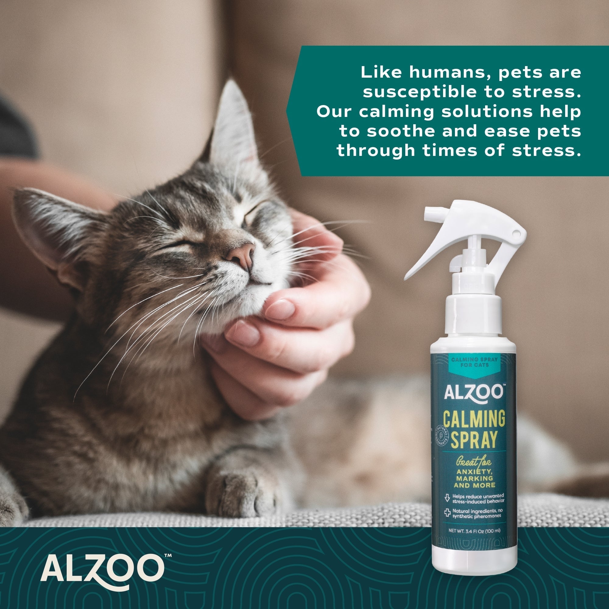 Alzoo Plant-Based Calming Spray Cat 3.4oz.