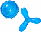 Dog Toy Combo Pack, Treat Ball and Tri Chew, Bacon Scent, Blue, Interactive Play, 6 in