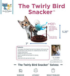 Doc and Phoebe Twirly Bird Cat Treat Dispenser Brown-Blue 5.25in