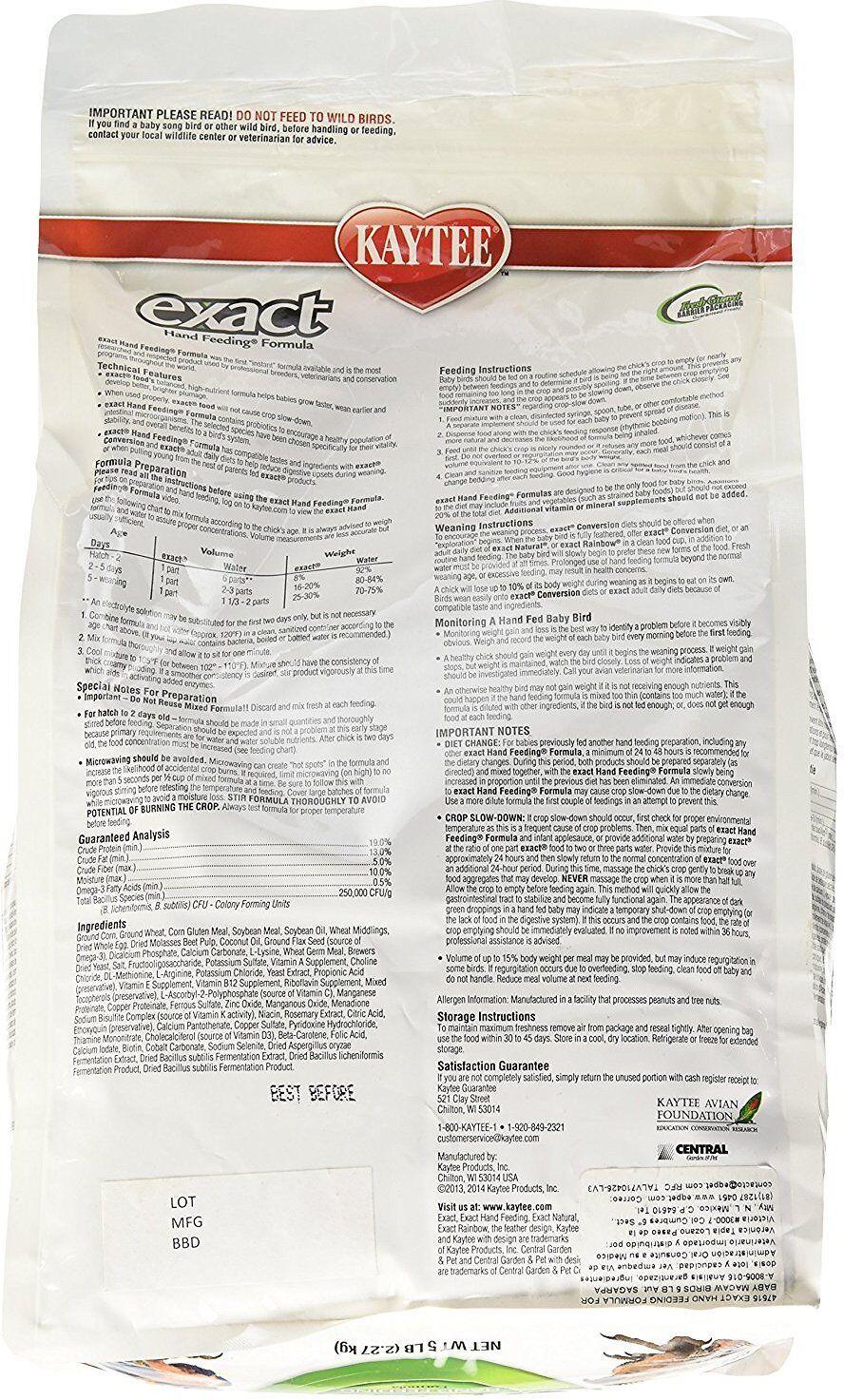 Kaytee Exact Handfeeding for Baby Macaws 1ea/5 lb