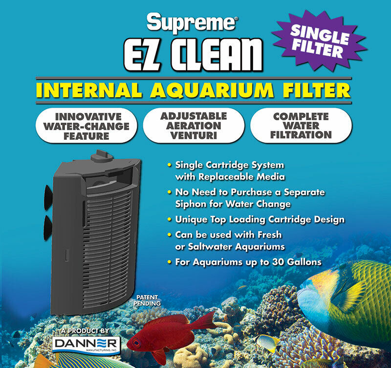 Danner EZ Clean Internal Aquarium Single Filter, Black
