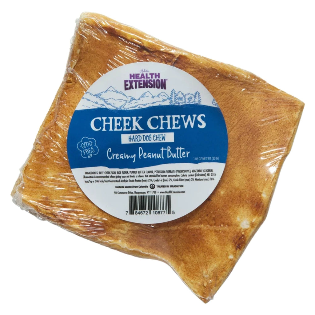 Health Extension Cheek Chews Creamy Peanut Butter Dog Treat 1.06oz. (Case of 12)