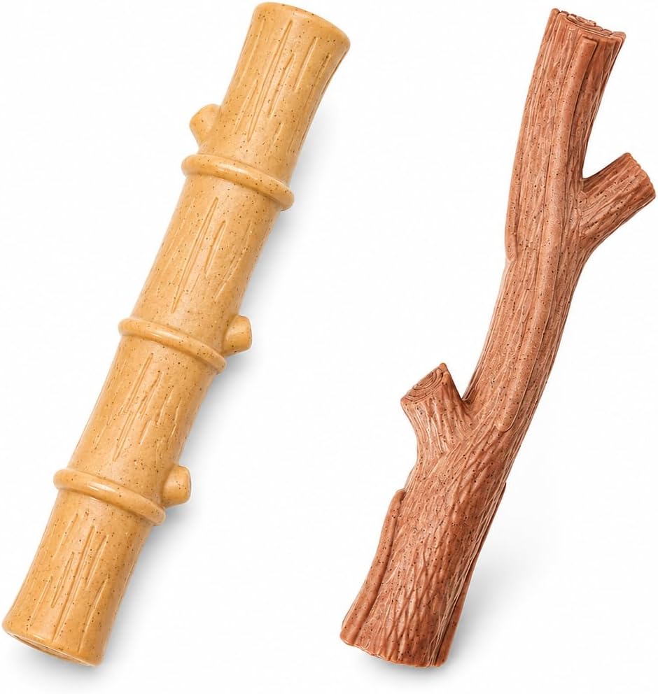 Bam Chews Chicken Bamboo Stick and Beef Branch Combo Dog Toy 5.25 in