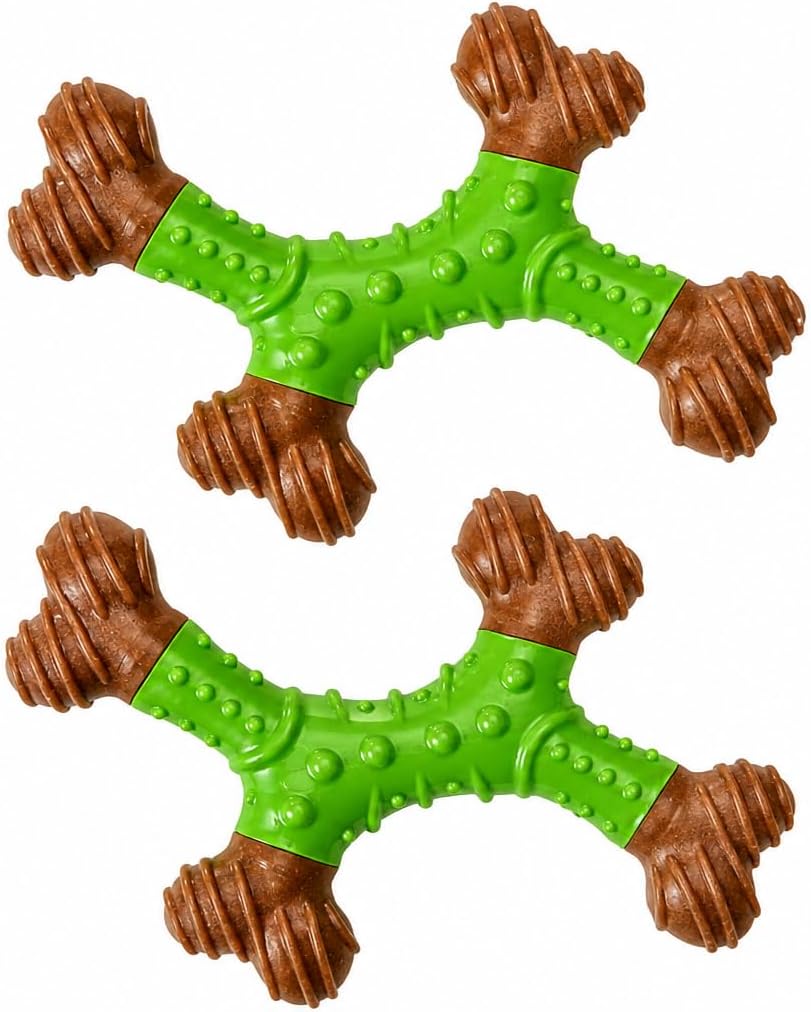 Bam Apple Dental X-Bone Dog Chew Toy, 6 Inch, 2 Pack | Free Shipping