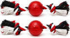 Strong Play Ball with Rope Dog Toy, Red, 2.5 in, Chew and Tug, 2 Pack Free Shipping*