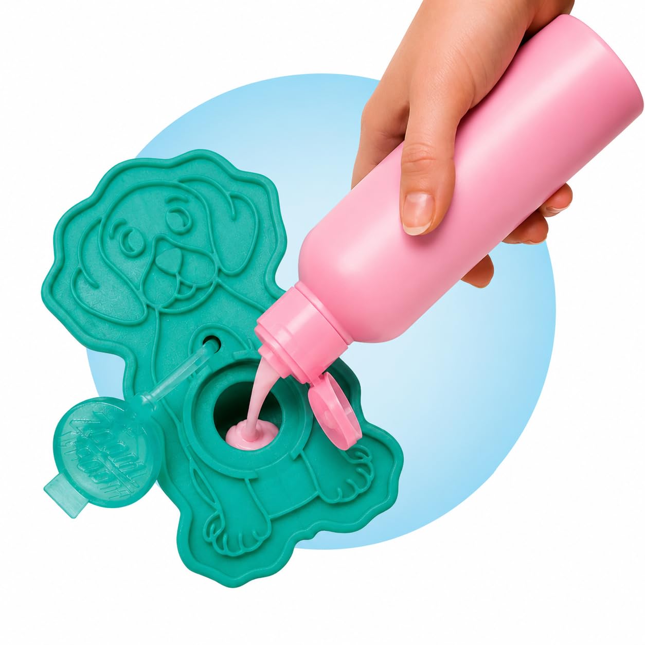 Bubbles Rubber Dog Grooming Brush, Silicone Bath Scrubber with Shampoo Dispenser, Large, Teal