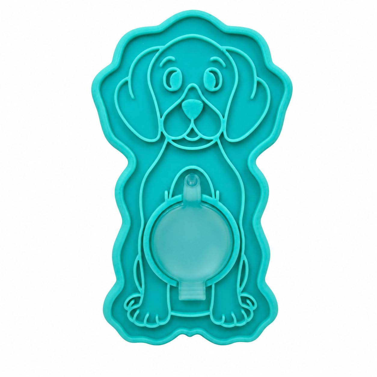 Bubbles Rubber Dog Grooming Brush, Silicone Bath Scrubber with Shampoo Dispenser, Large, Teal
